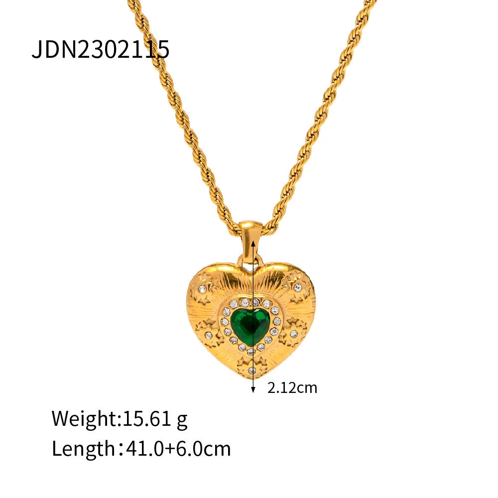 Antonella Emerald Heart Necklace - JDN2302115