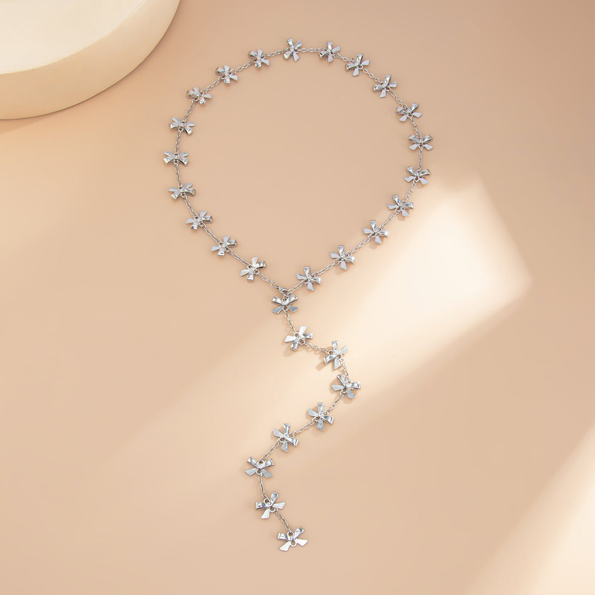 Lunabelle Bow Y-Chain Necklace - Silver (Style 7302) [Y93C0NZ4]