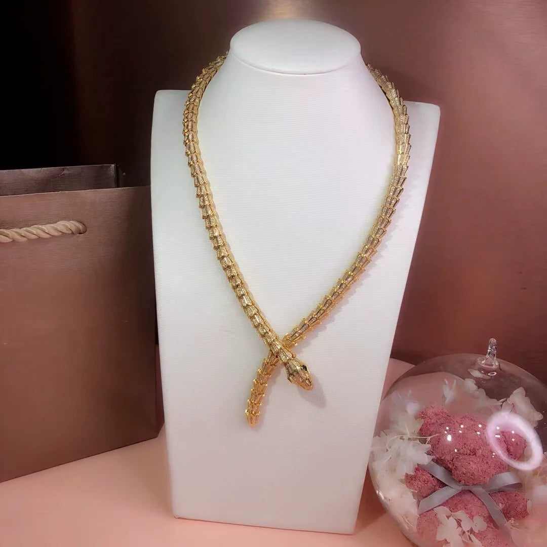 Kiera Serpent Diamond Necklace - Yellow Gold Serpent