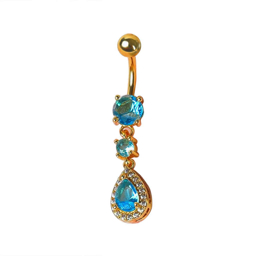 Brie Water Drop Navel Ring - Blue (18K Gold) [UAZPSFJJ]