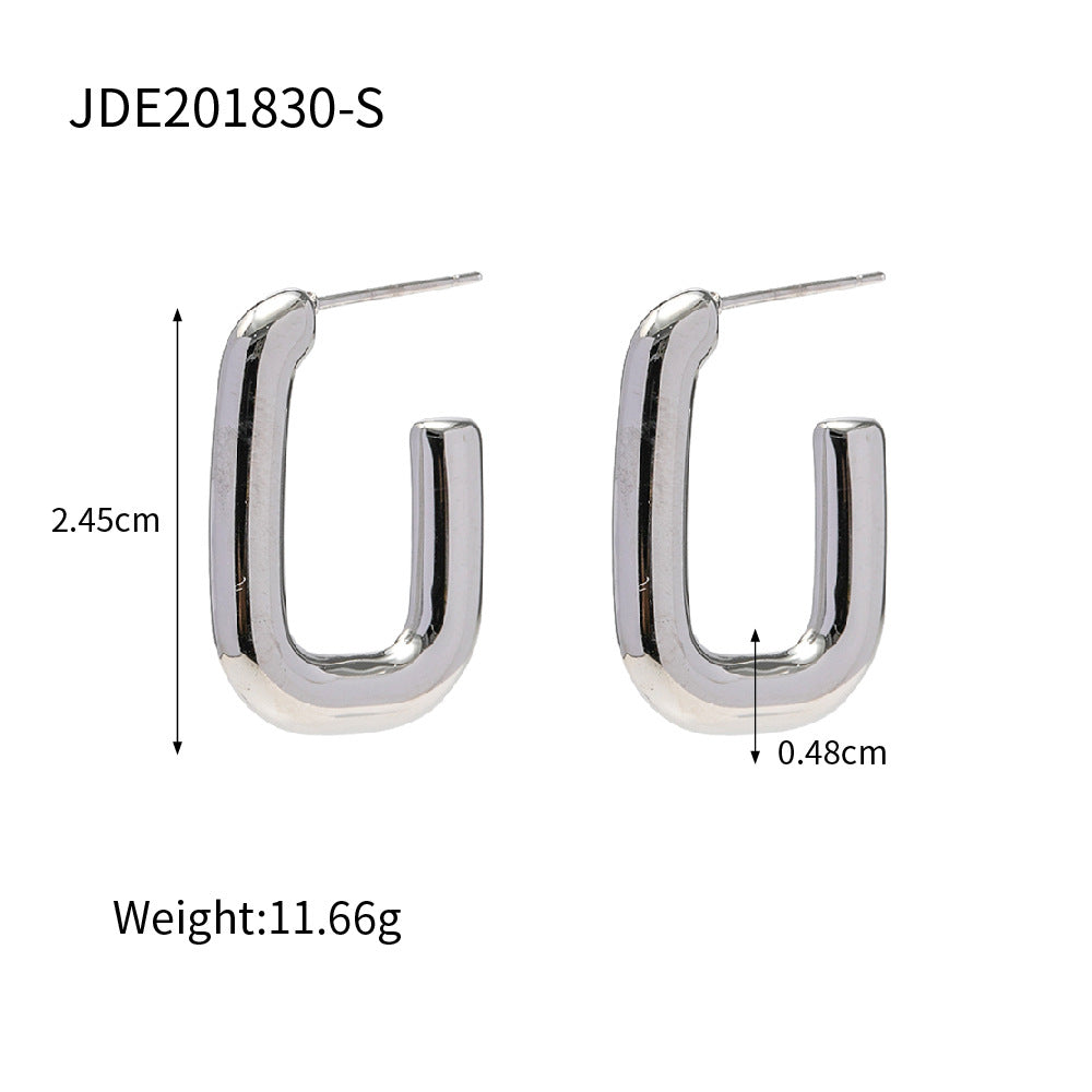 Loryn Geometric Square Earrings - Silver Tone [743A4U2L]