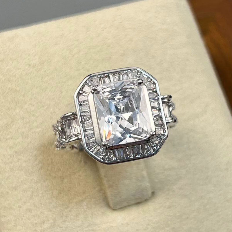 Emmeline Glimmer Geometric Ring - Silver Tone [YIN81U4J]