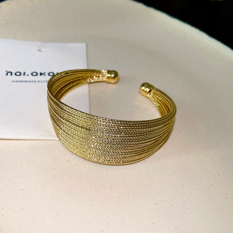Amara Wide Statement Bracelet - Gold