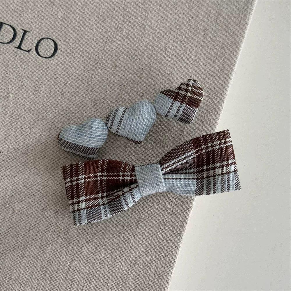 Leandra Plaid Bow Accessories - Bow Heart Set [WB8HWUKW]