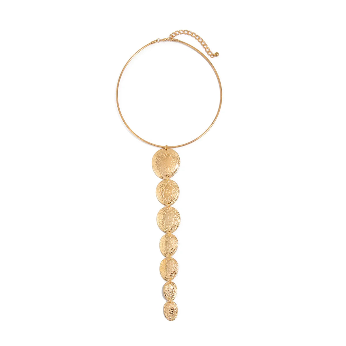 Vayda Geometric Pendant Necklace - Oval Textured Gold
