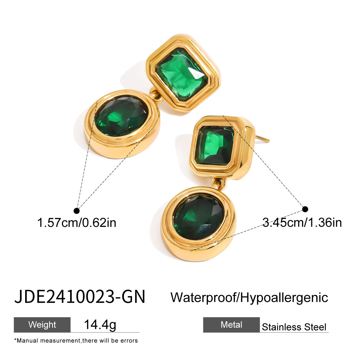 Meera Agate Stud Earrings - JDE2410023-GN [7LX32FDG]
