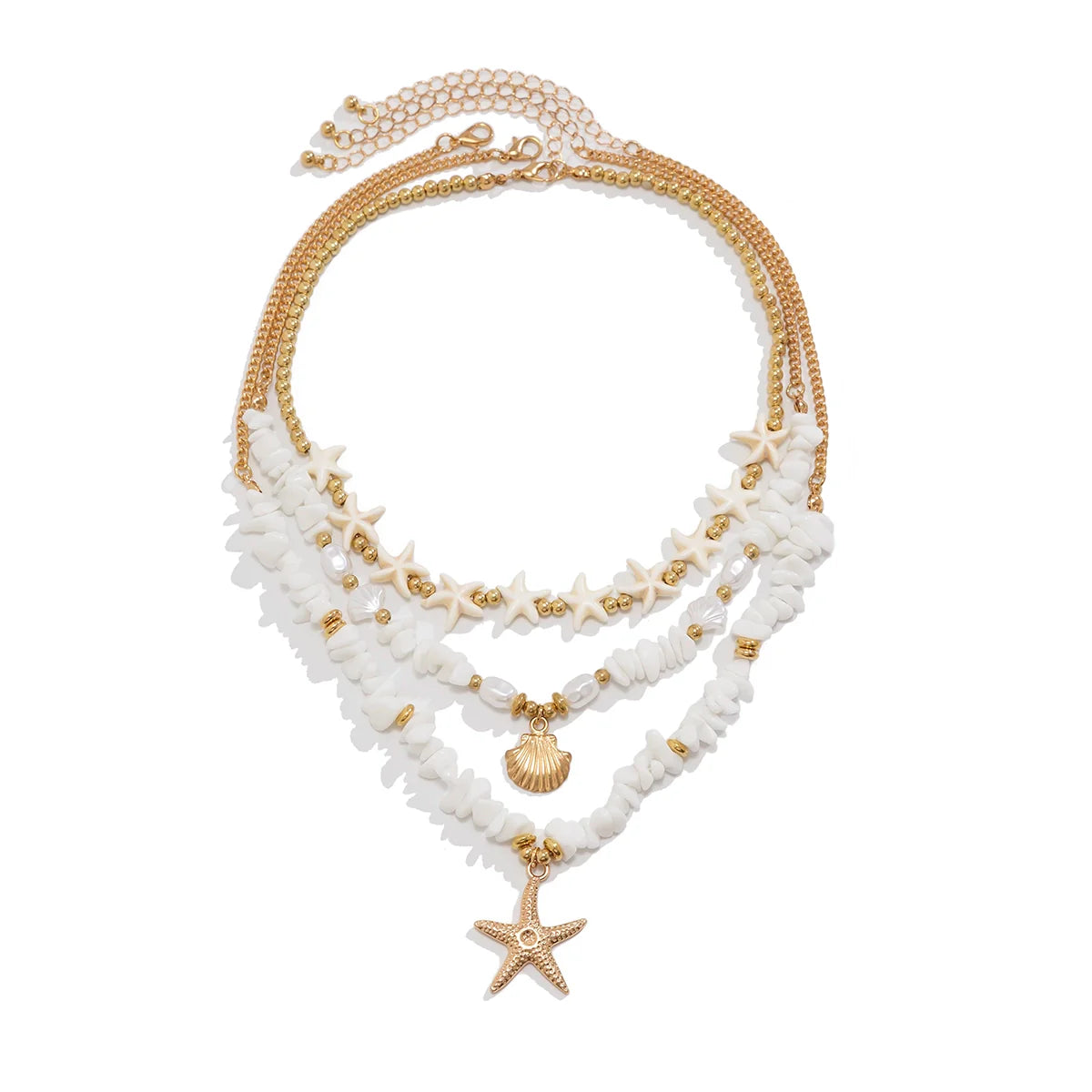 Harlow Gold Starfish Necklace Set - Gold