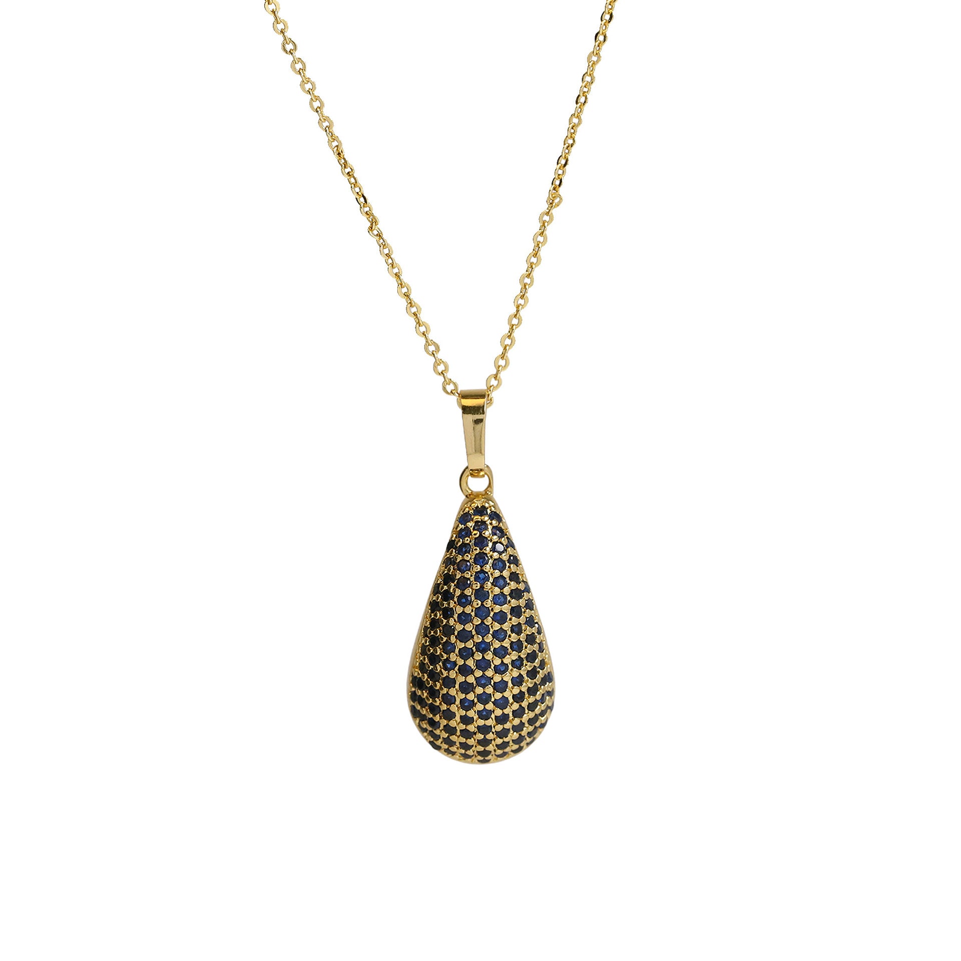 Anjali Zircon Teardrop Pendant Necklace - Blue Zircon Necklace [77PE2QNZ]