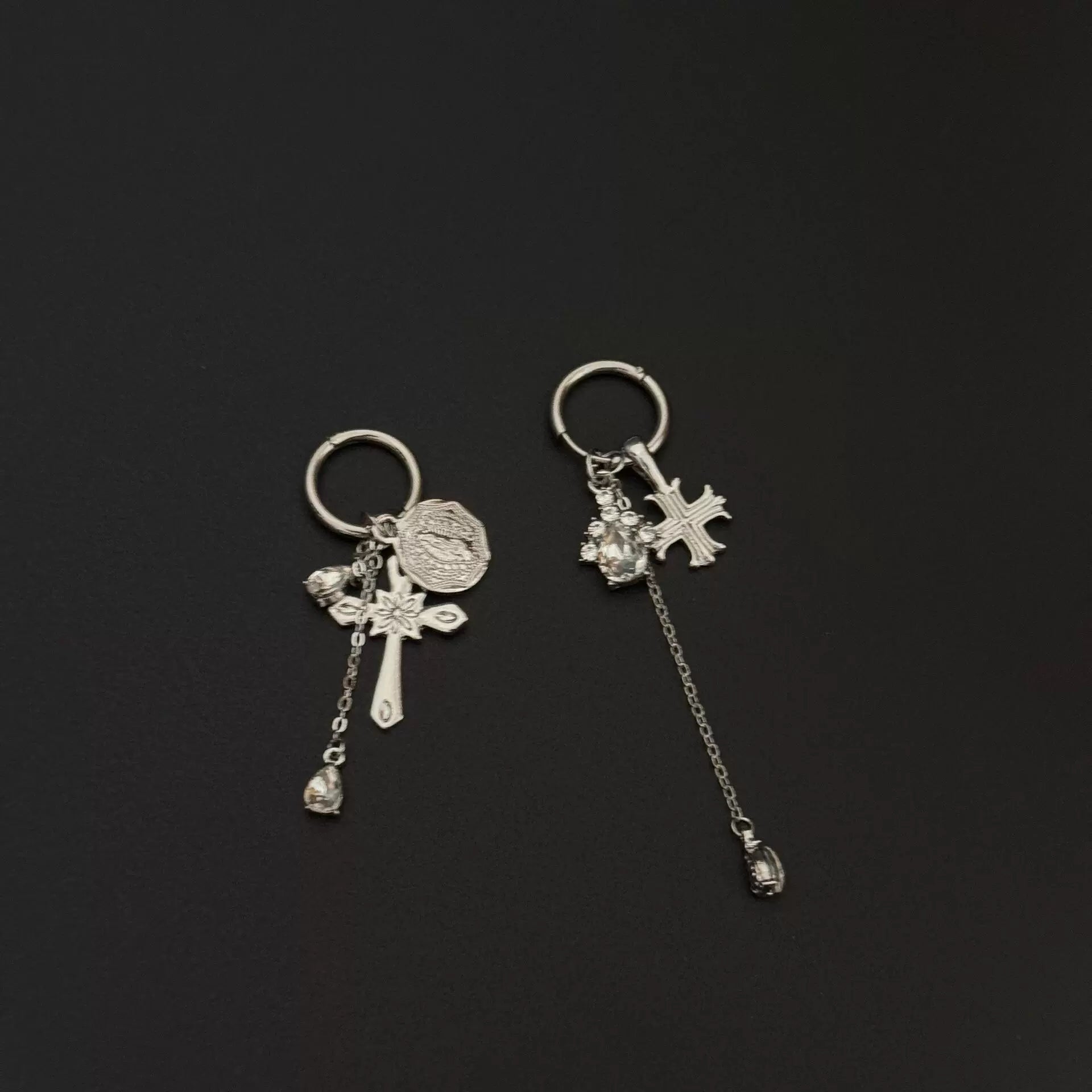 Danica Star Cross Stud Earrings - Faith in Heart Earrings