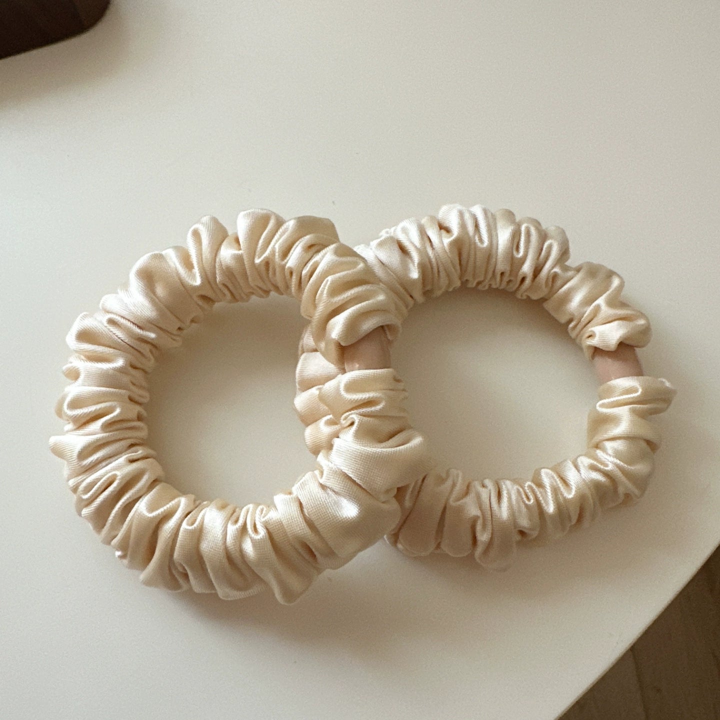 Khalani Satin Hair Scrunchie - Beige (Pair) [H8SA2GE8]