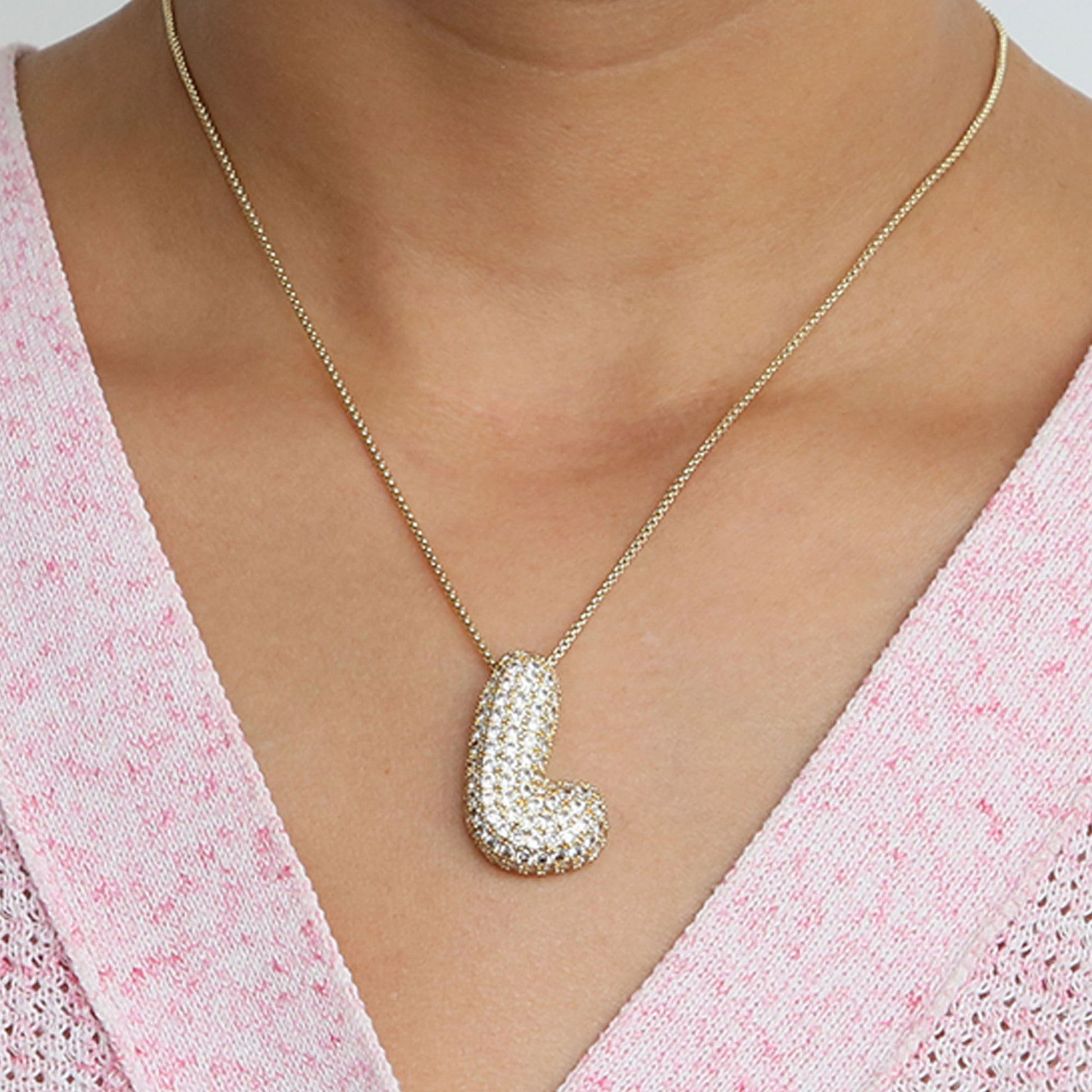 Laiba Bubble Initial Necklace - L [1EUMAFSS]