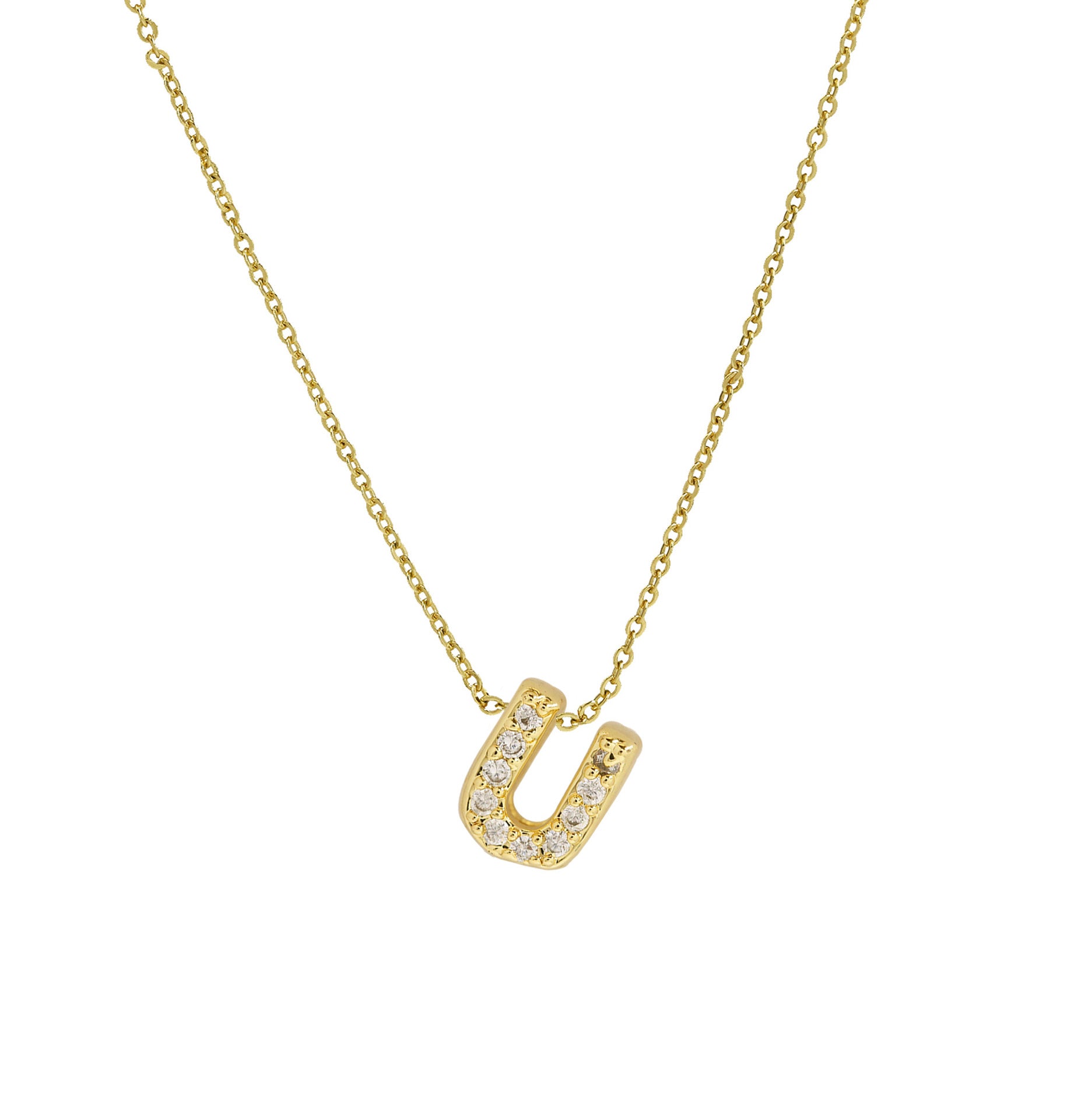Caelynn Zircon Initial Necklace - U [6DL6GM7S]
