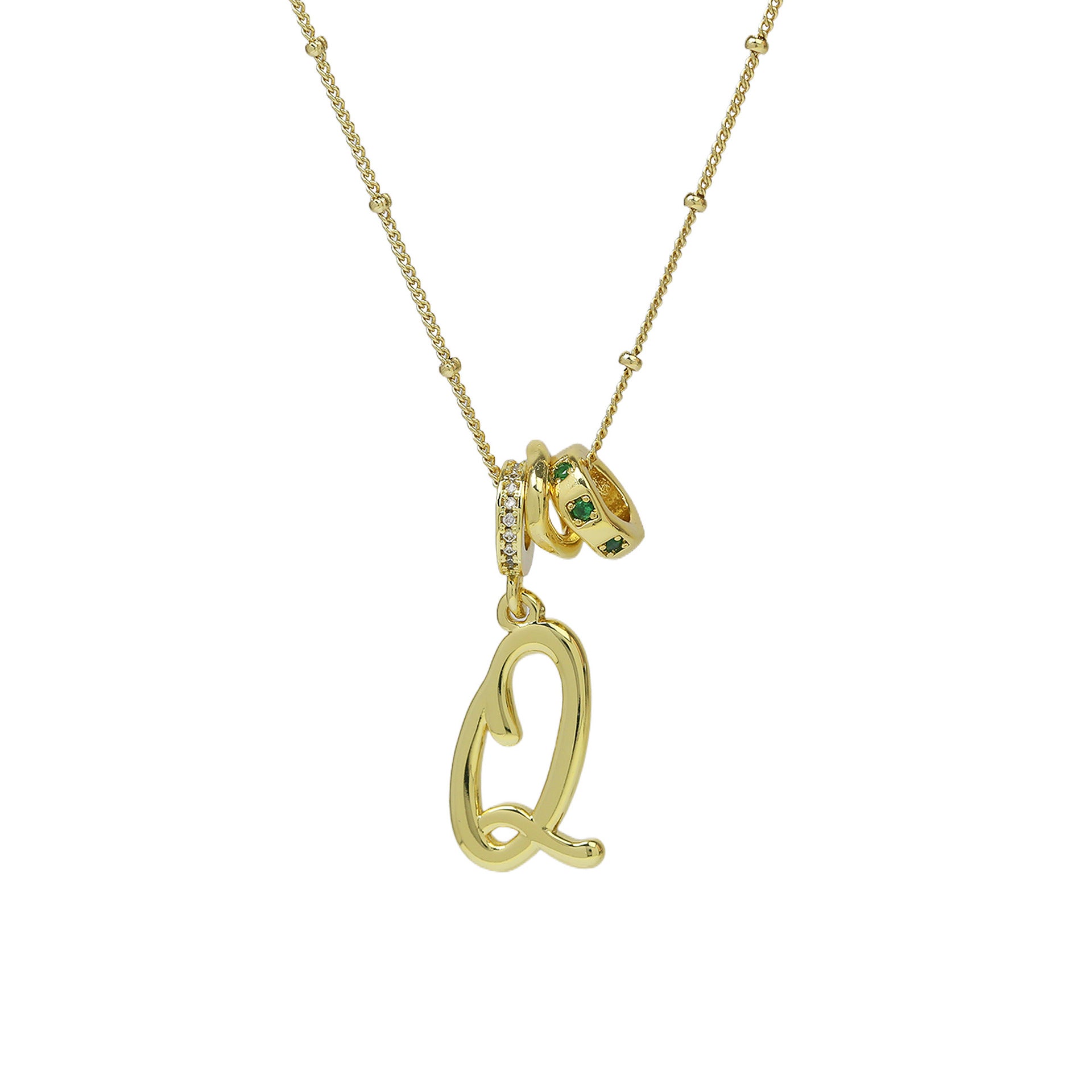 Jovi Cursive Initial Necklace - Gold Q [2OU7AARJ]