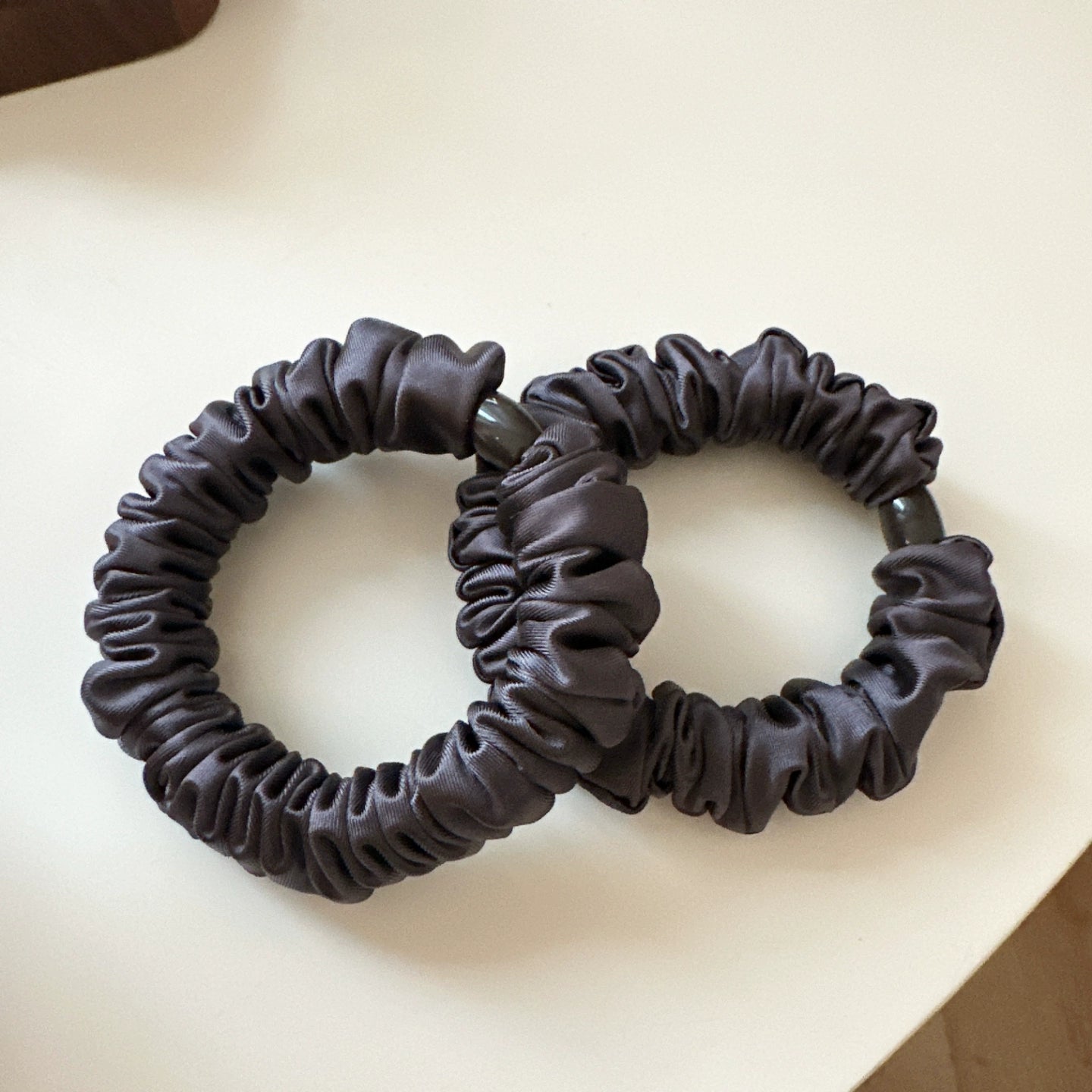 Khalani Satin Hair Scrunchie - Dark Coffee (Pair) [DICT2JD4]