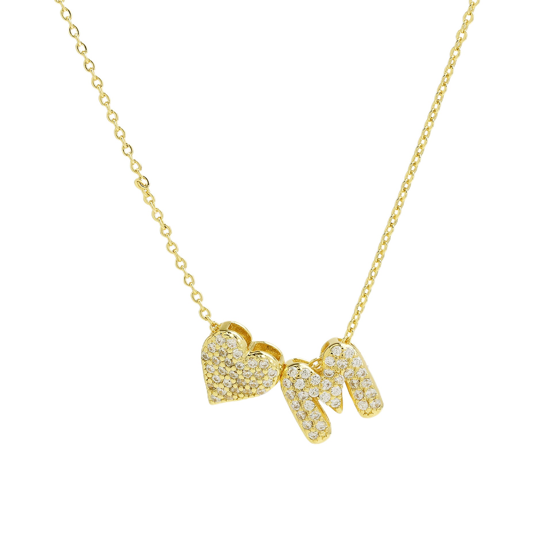 Riley Zircon Bubble Initial Necklace - M Initial [VUU4TMSH]