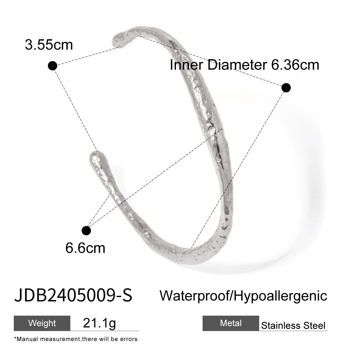 Kynzlee Textured Cuff Bracelet - JDB2405009-S [EZESE6MB]