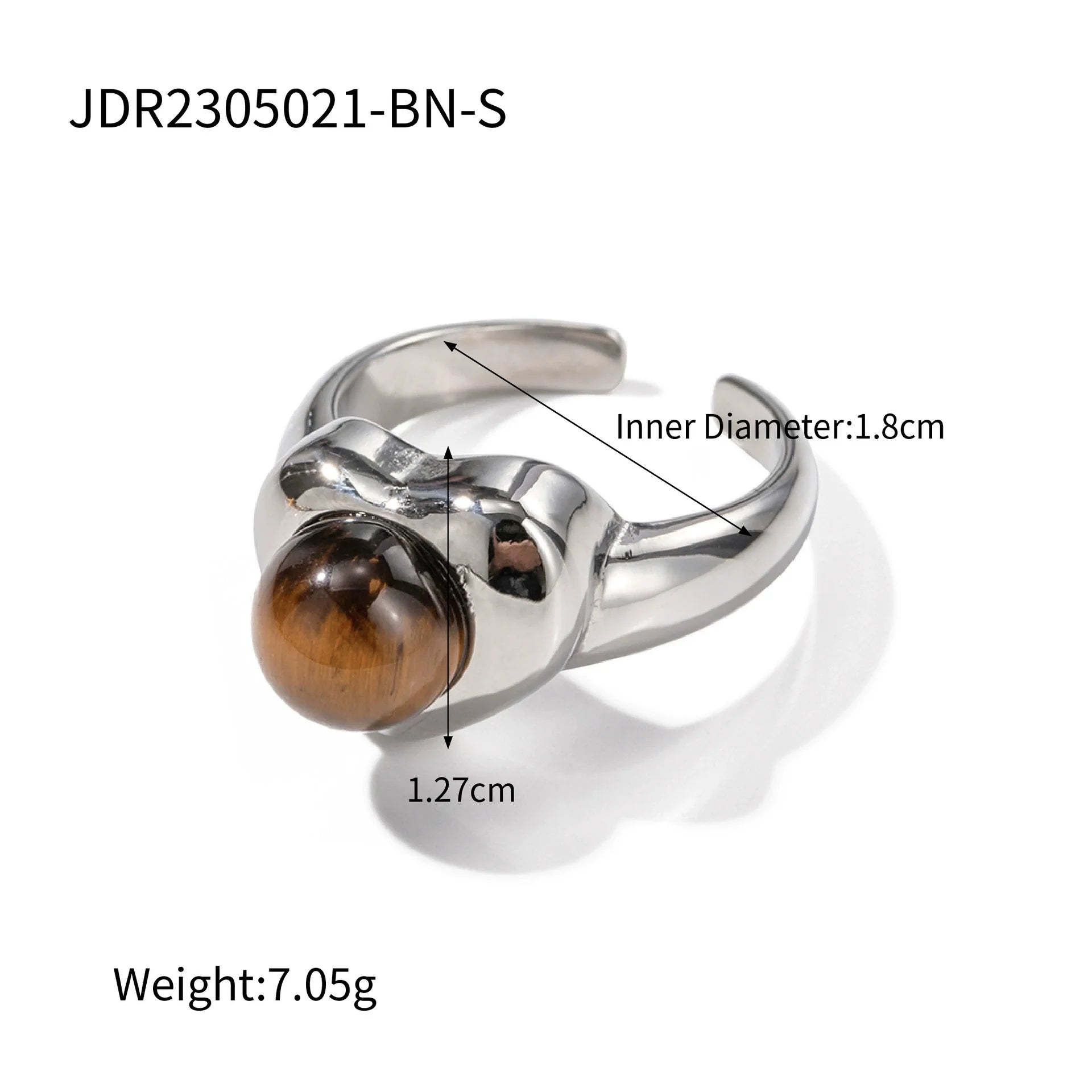 Mattie Tiger Eye Heart Ring - JDR2305021-BN-S