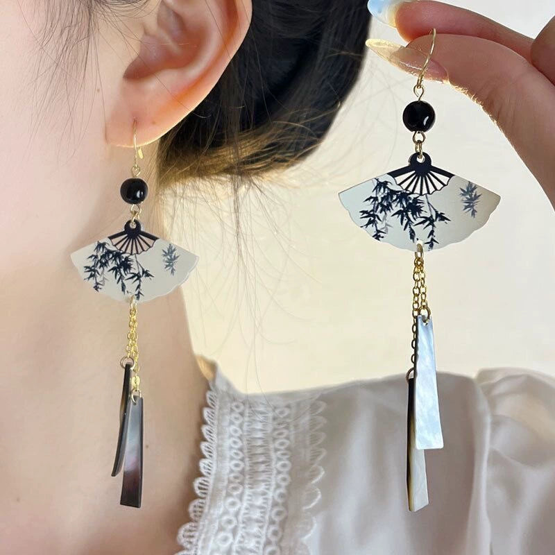 Zahira Ink Bamboo Tassel Earrings - Default [ART0MOH3]