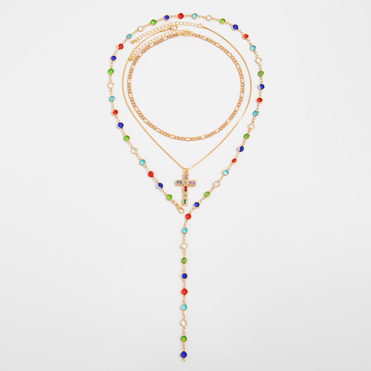 Loryn Rhinestone Cross Necklace - Style 2 Gold [C564YAJ3]