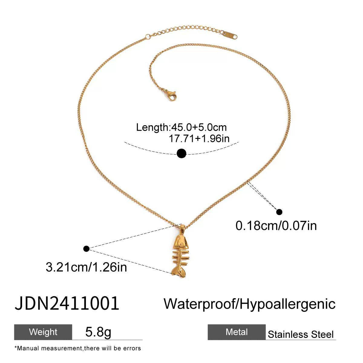 Elle Fish Bone Pendant Necklace - JDN2411001 [BLWI91BA]
