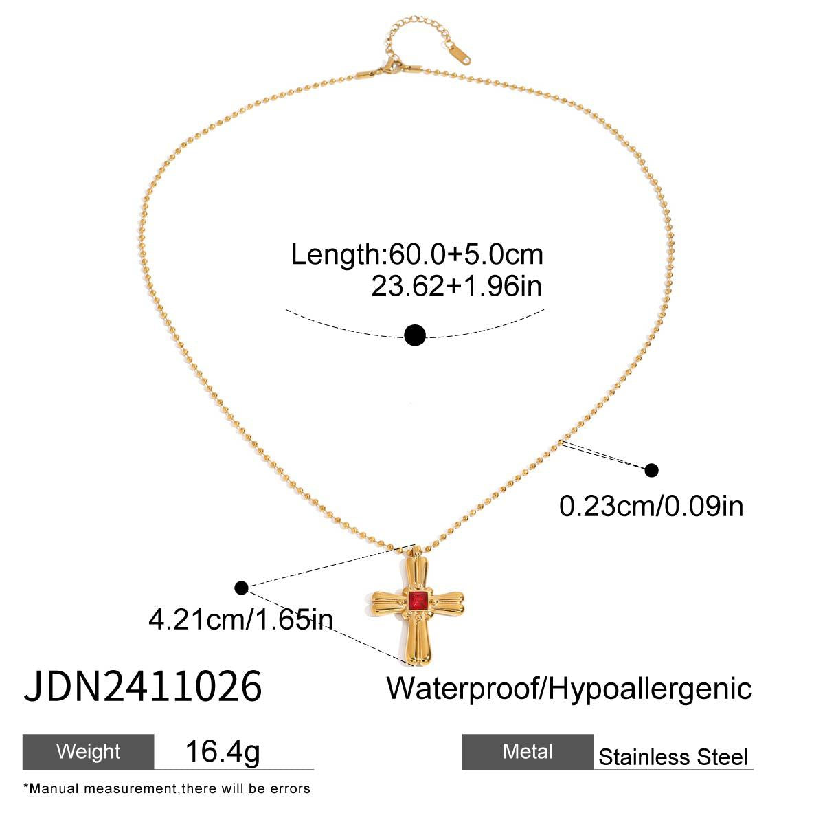 Lou Cross Pendant Necklace - JDN2411026 [62C8QIOJ]