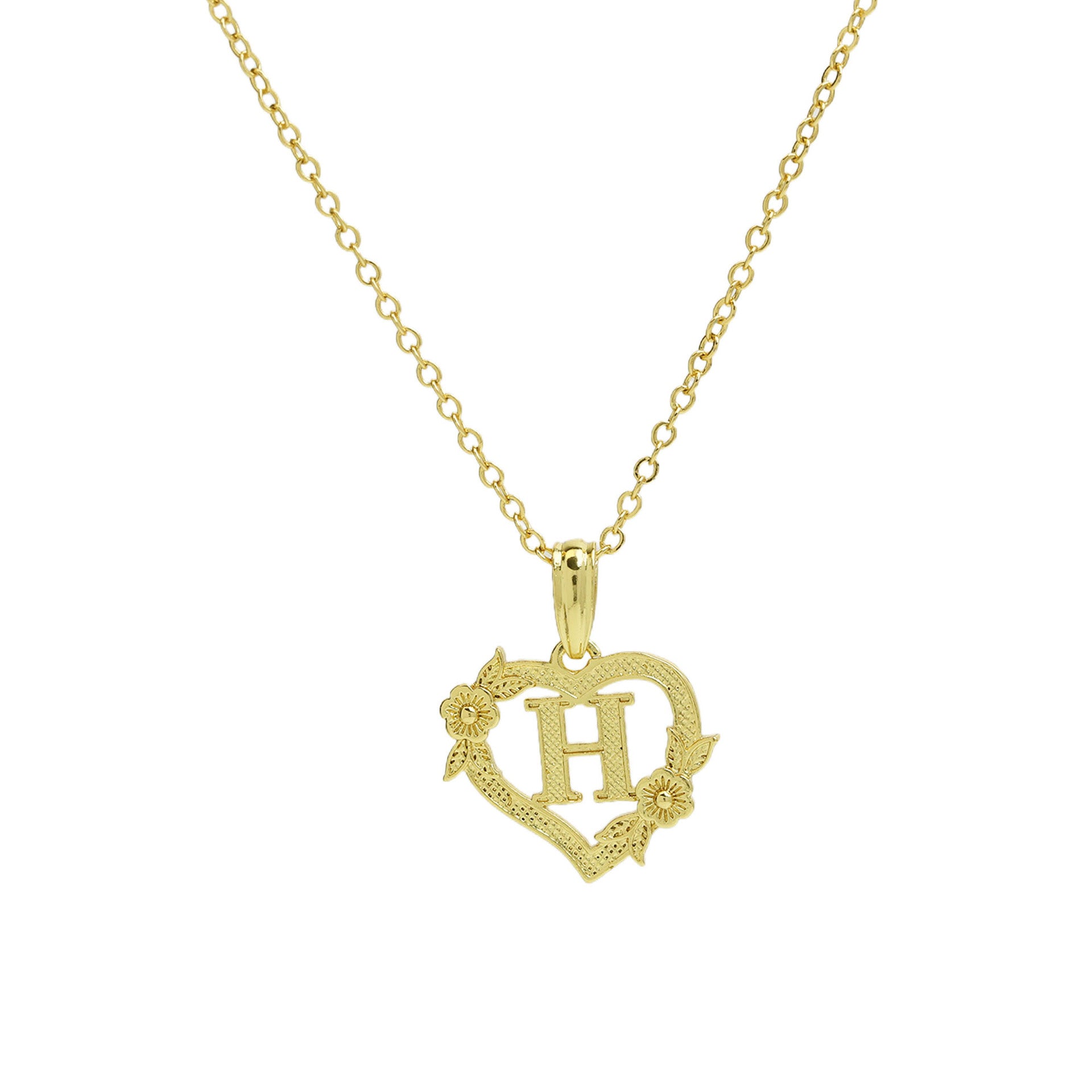 Isobel Initial Heart Pendant Necklace - Necklace H [QR64OFV2]