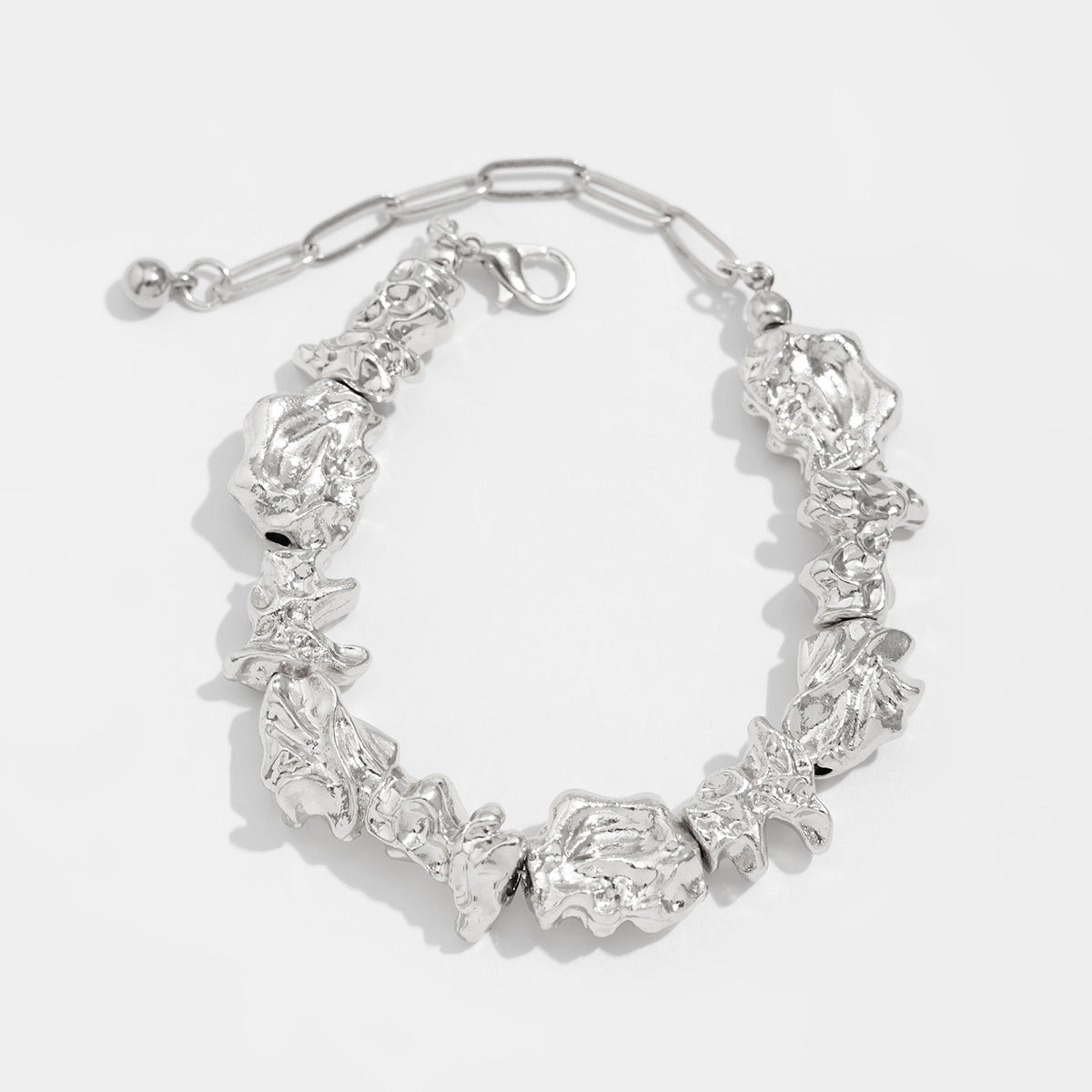 Meagan Molten Metal Jewelry Set - Bracelet - Silver (Style 2) [NDM2U0GM]