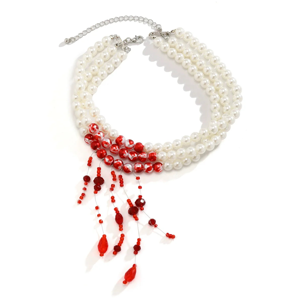 Laurynn Gothic Pearl Choker - Silver (No Middle Divider)