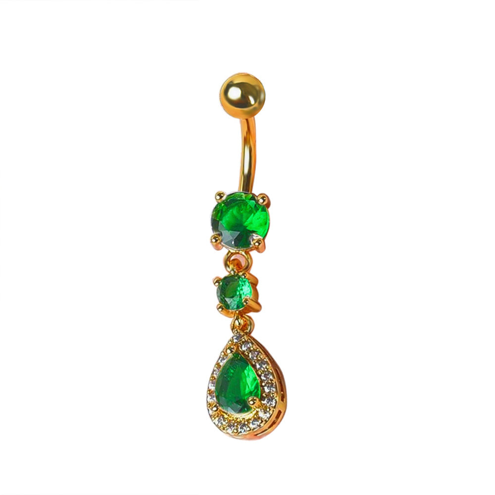 Brie Water Drop Navel Ring - Green (18K Gold) [H6LAOQ3F]