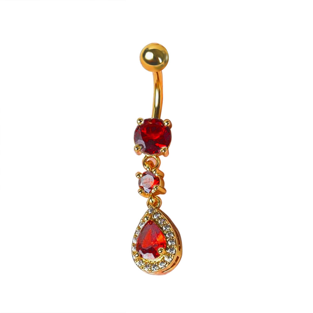 Brie Water Drop Navel Ring - Red (18K Gold) [EWBC5JJH]