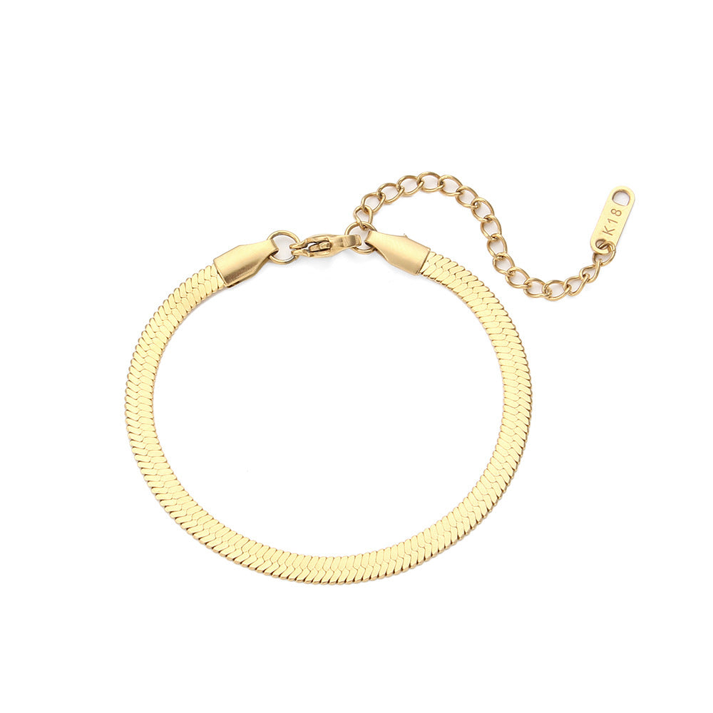 Verena Braided Fishbone Necklace - Single Layer Bracelet - Gold [4OER3LB5]