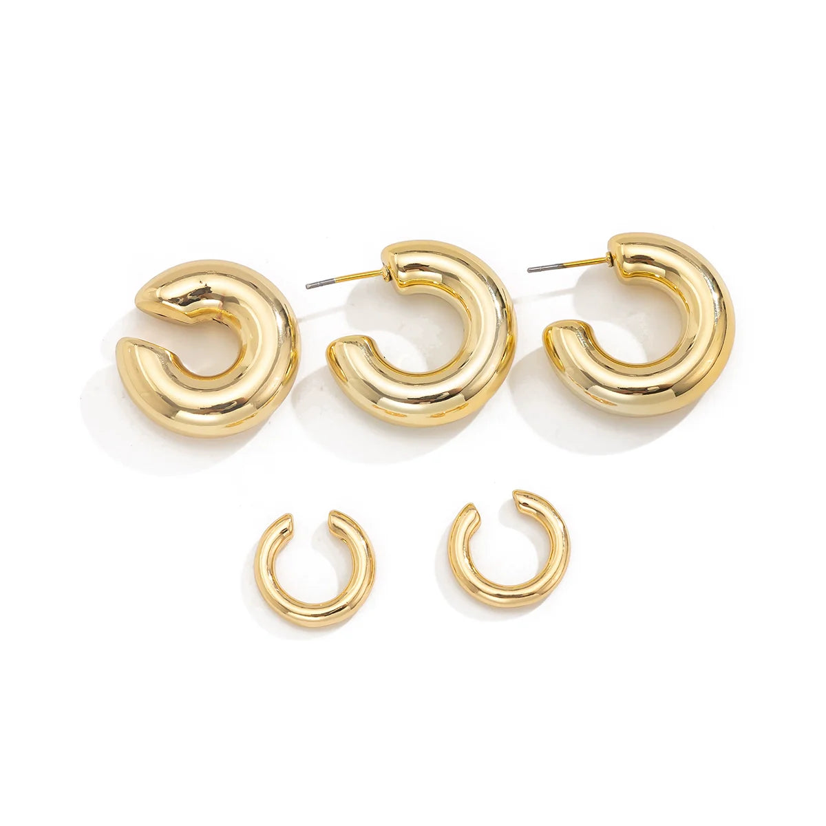 Leilany Mixed Earring Cuff Set - Gold (2 Studs + 3 Ear Cuffs)