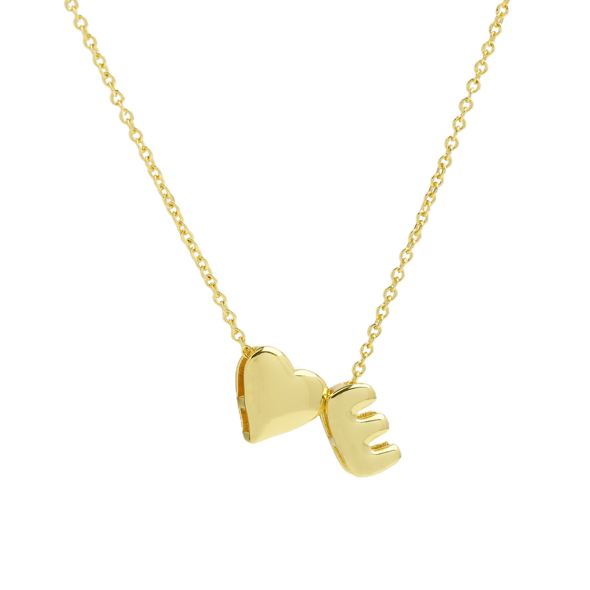 Korie Puffed Initial Necklace - Letter E Necklace [LQ2N8OKP]