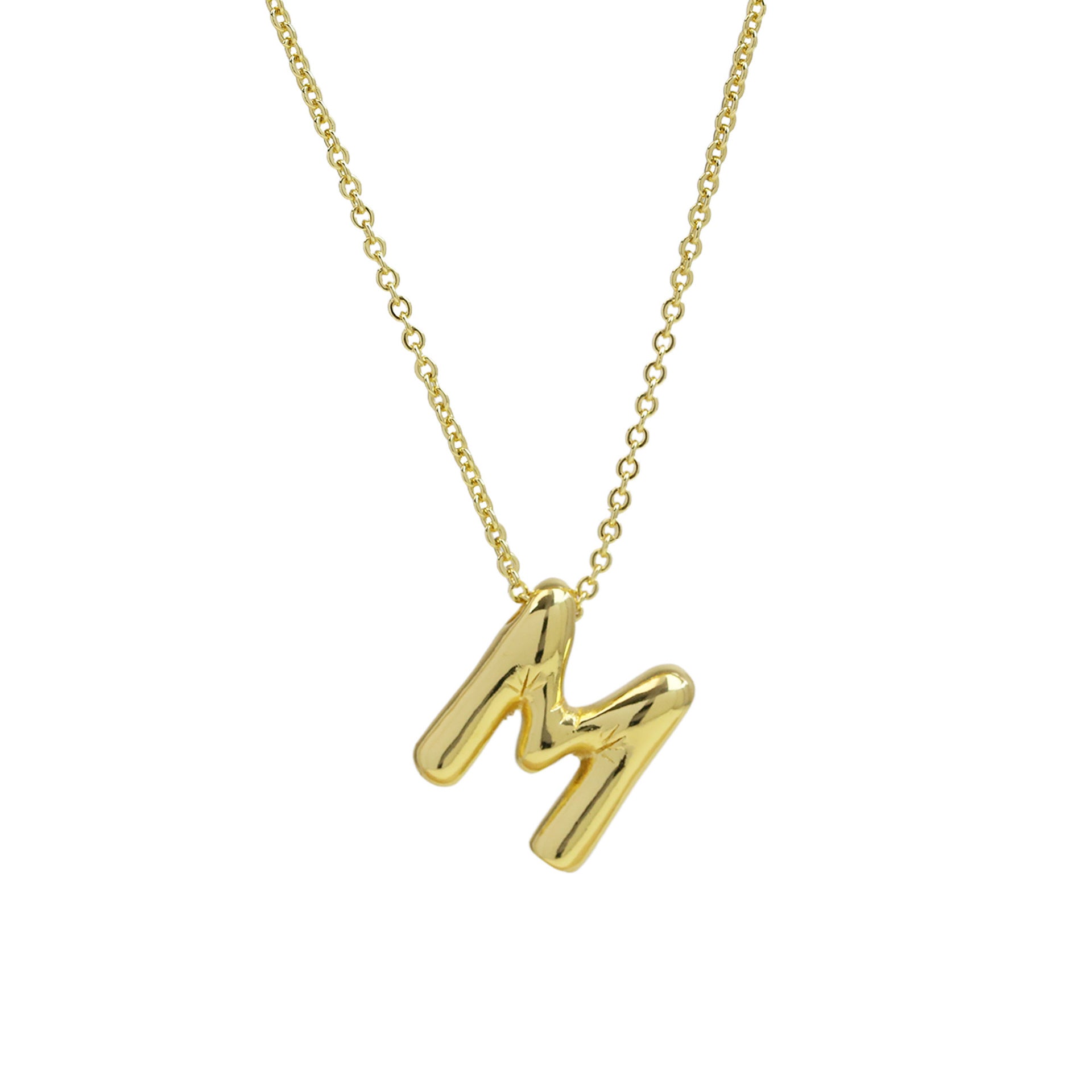 Saffron Puffy Initial Necklace - Letter M [Q55V9PGO]