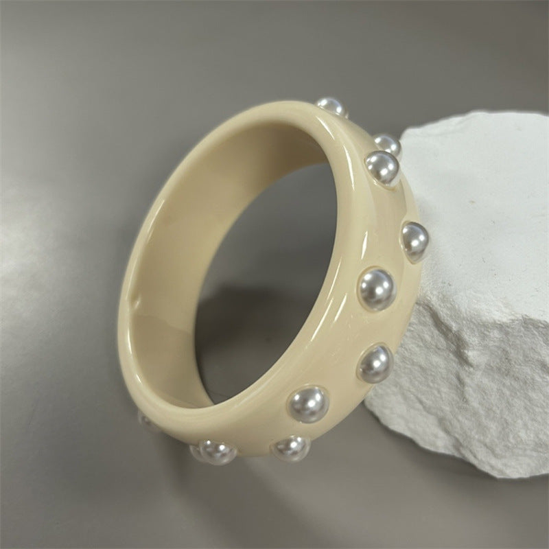 Sasha Colorful Pearl Bead Bracelet - Beige Double-Row [MWCZZAW4]