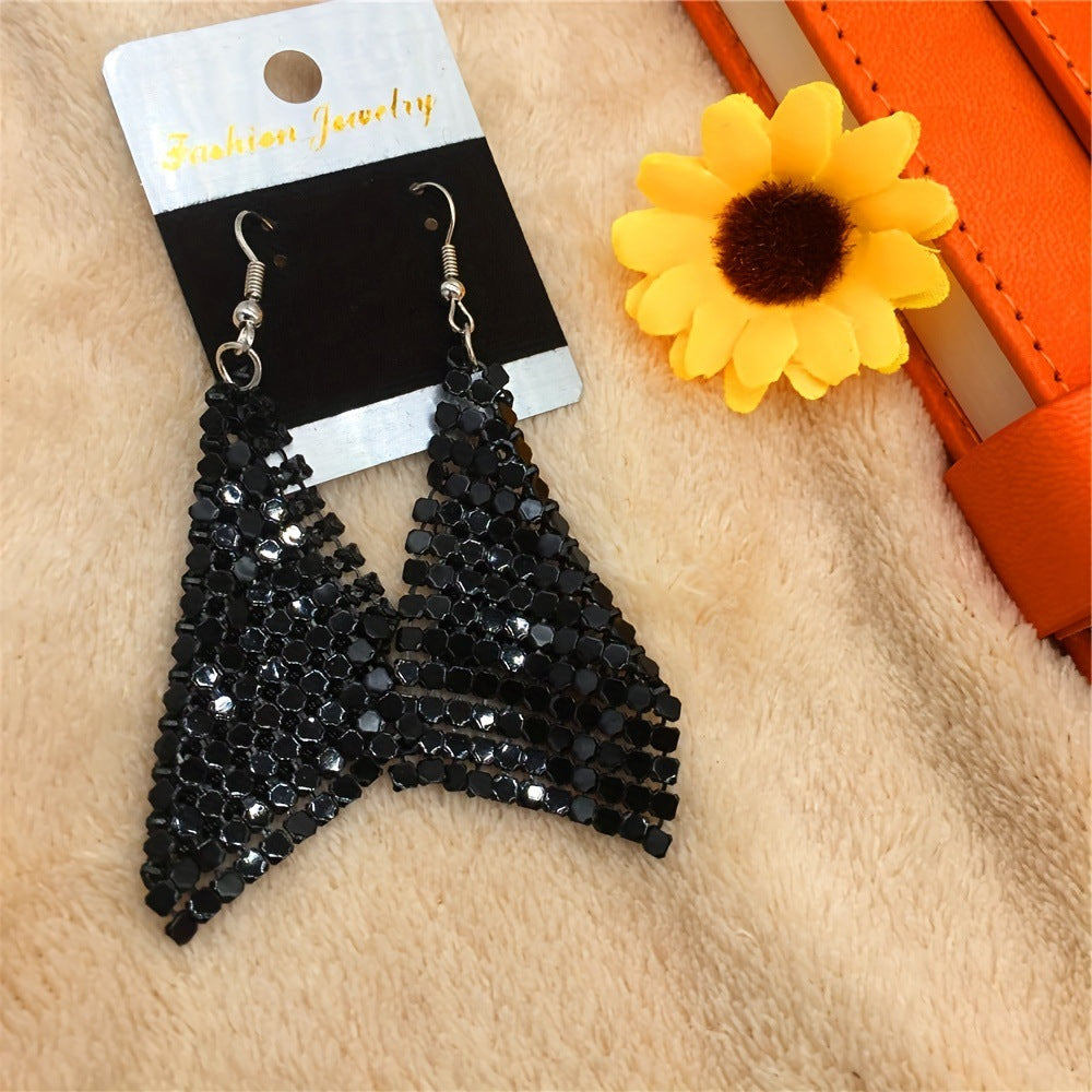 Sumaya Geometric Tassel Earrings - Black [2IM9HNRX]