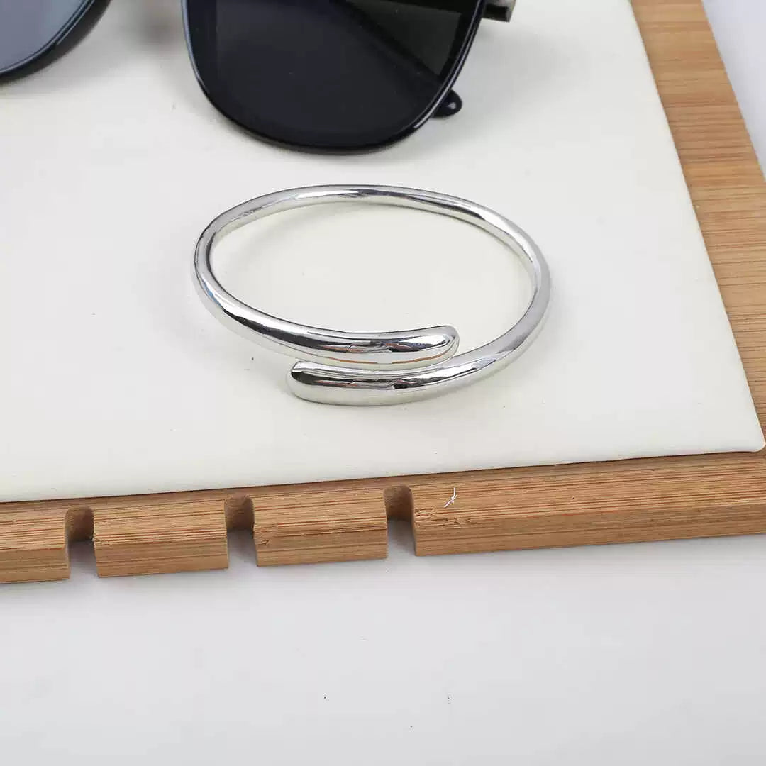 Myleigh Teardrop Open Cuff Bracelet - Silver