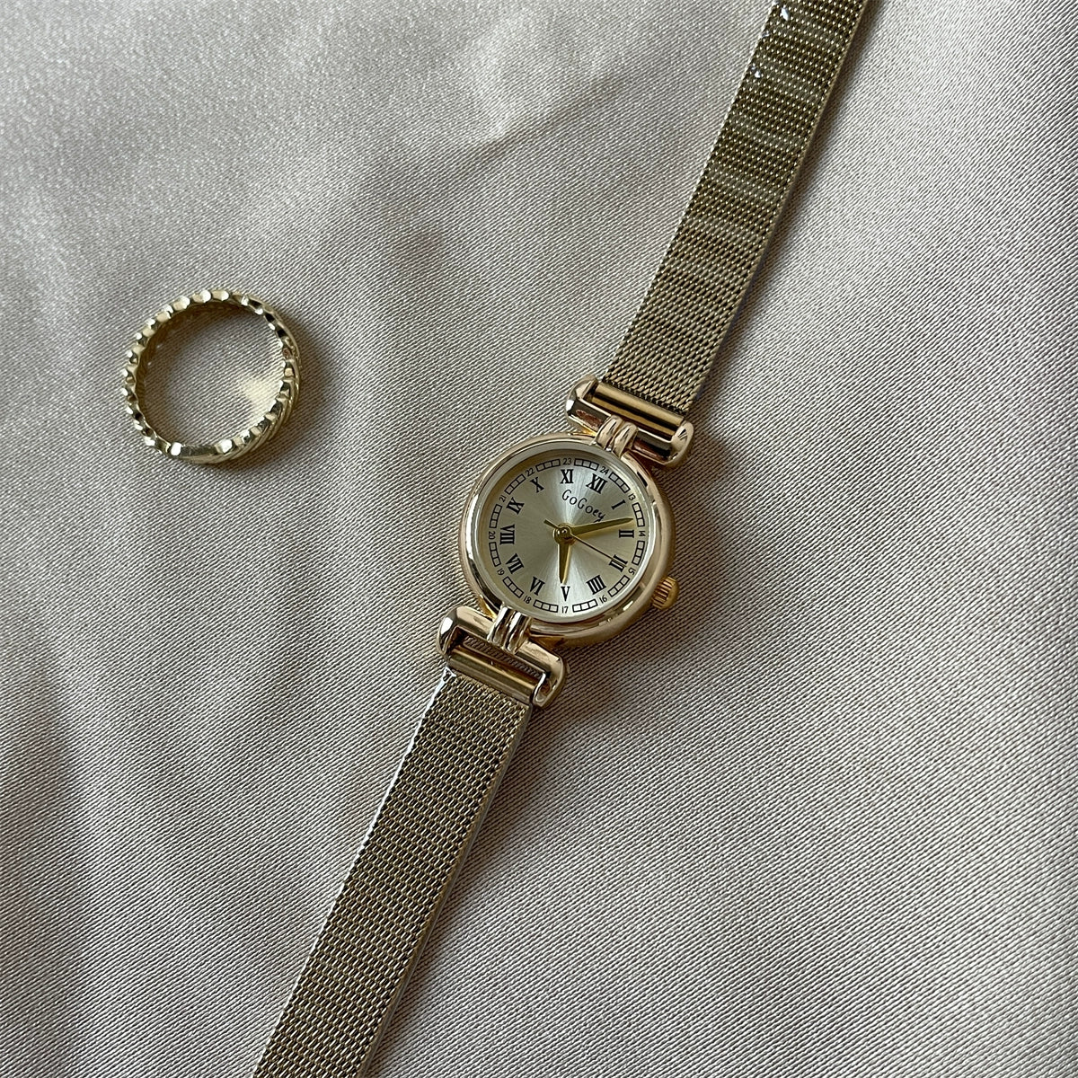 Jaslyn Elegant Mesh Watch - Gold Strap Gold Dial [UEKJUOVW]