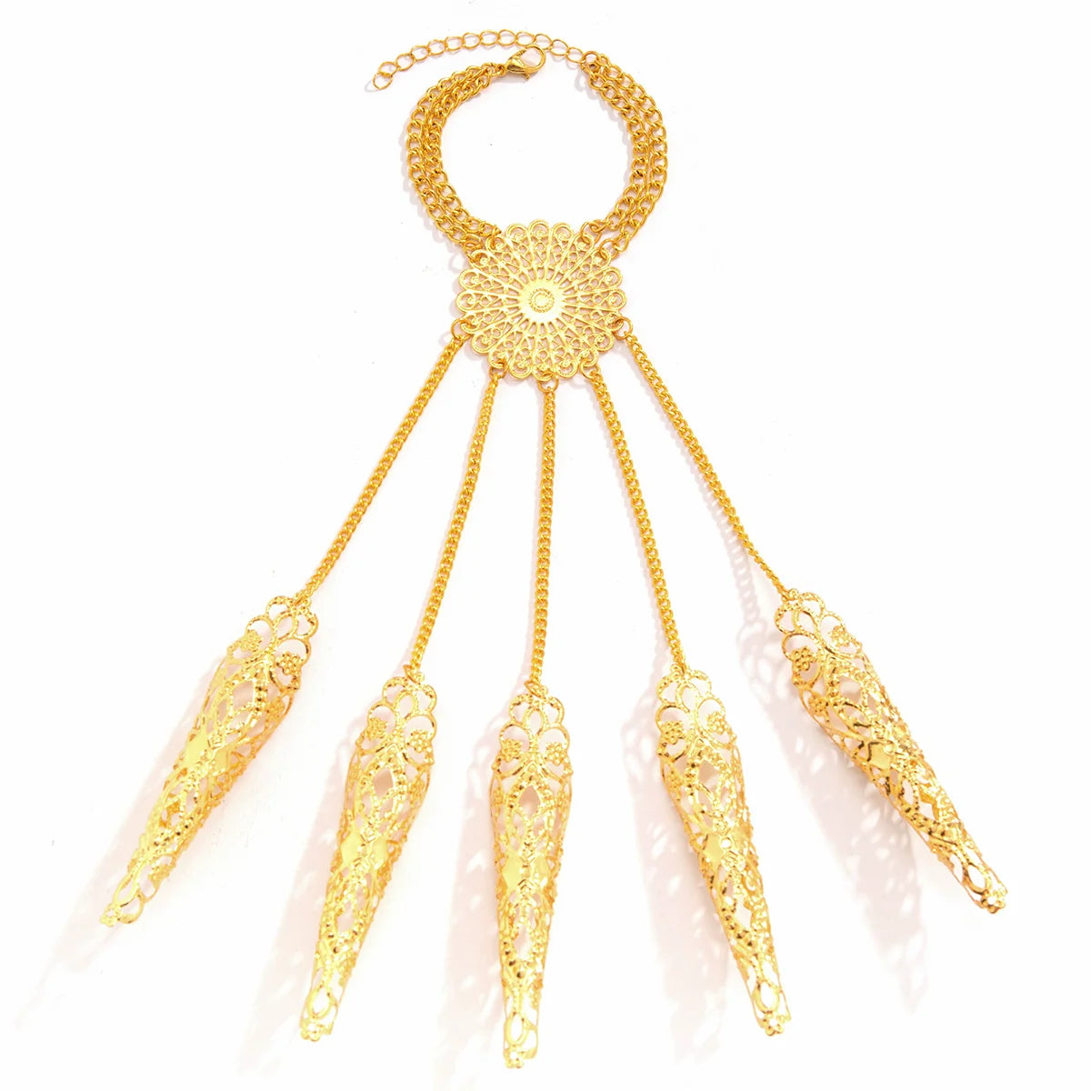 Meklit Hollow Hand Chain - Round Disc Imitation Gold