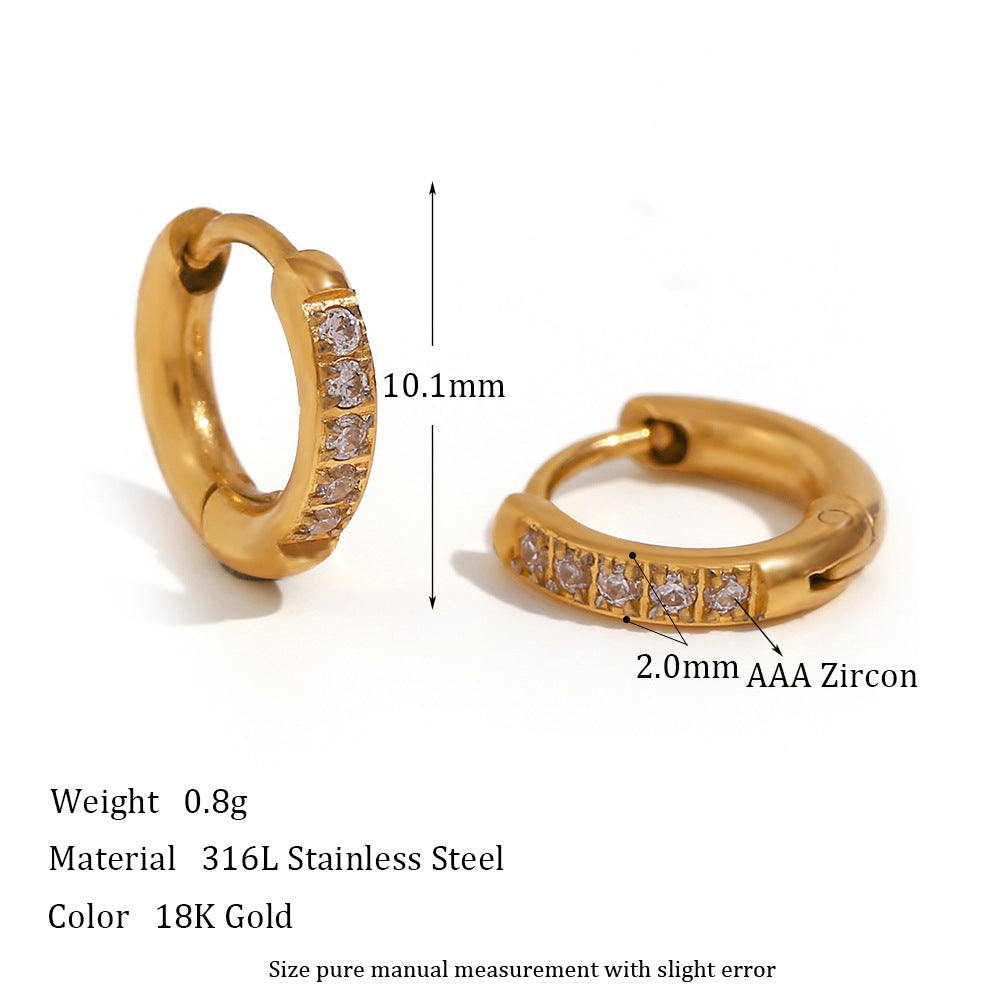 Laiyla Zircon Hoop Earrings - Rounded Edge Zircon Hoop - Gold - 10mm [7AFGW3US]