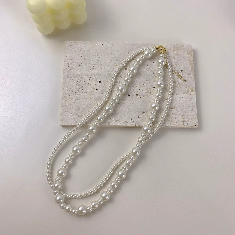 Brecklyn Layered Pearl Necklace - Double Layer Pearl Necklace
