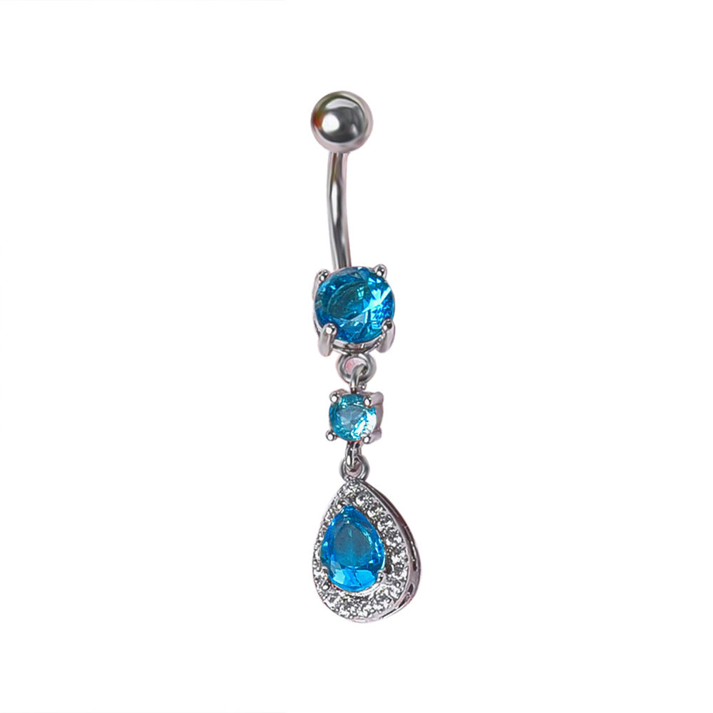 Brie Water Drop Navel Ring - Blue (Platinum) [C7ZWUAZK]