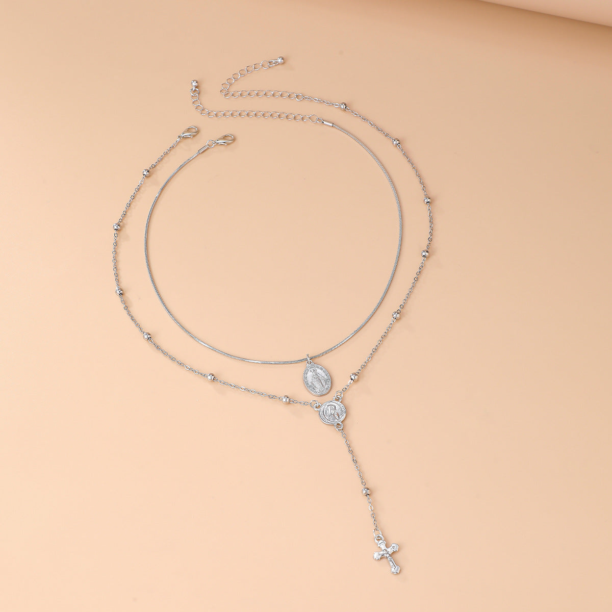 Blakley Colorful Layered Necklace - Silver - Style 06108 [LUTB38PS]