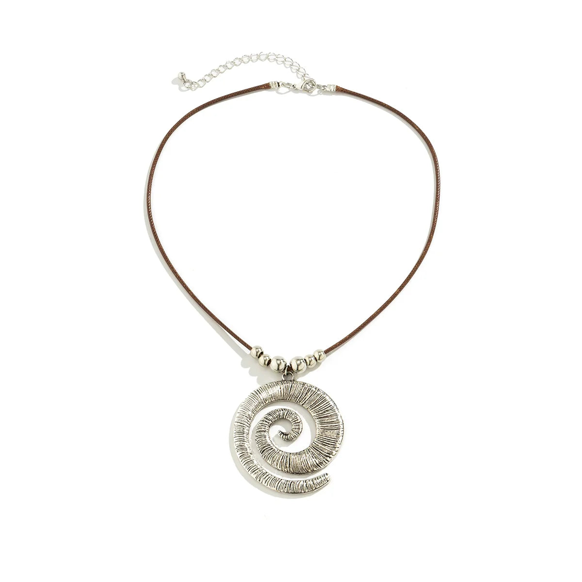 Muna Spiral Cord Necklace - Silver Short 40cm+7cm