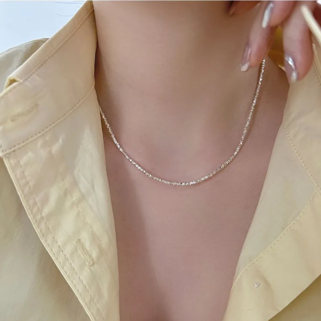 Lou Minimalist Bead Necklace - Silver Shard Necklace