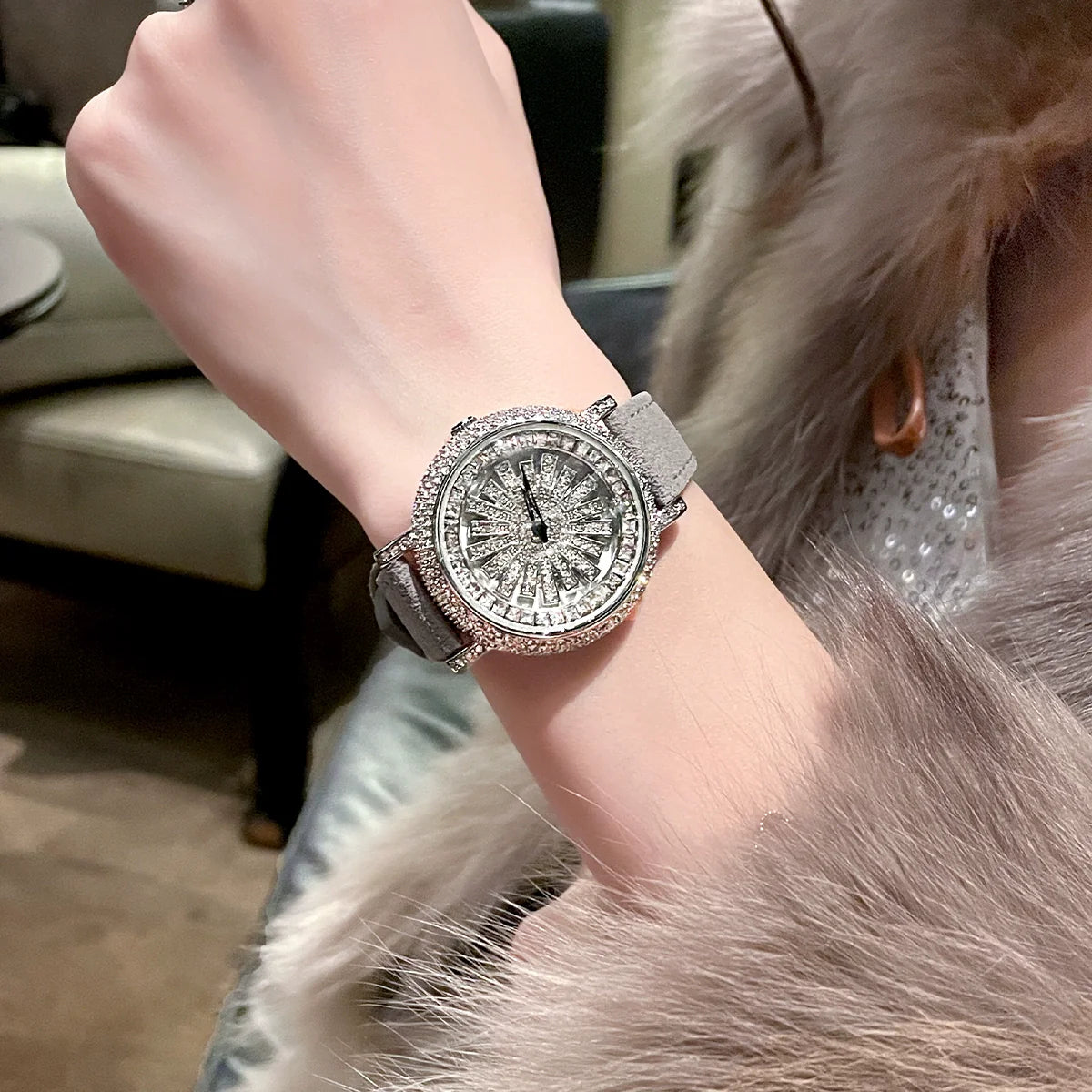 Jeanelle Crystal Elegance Watch - Charcoal Grey