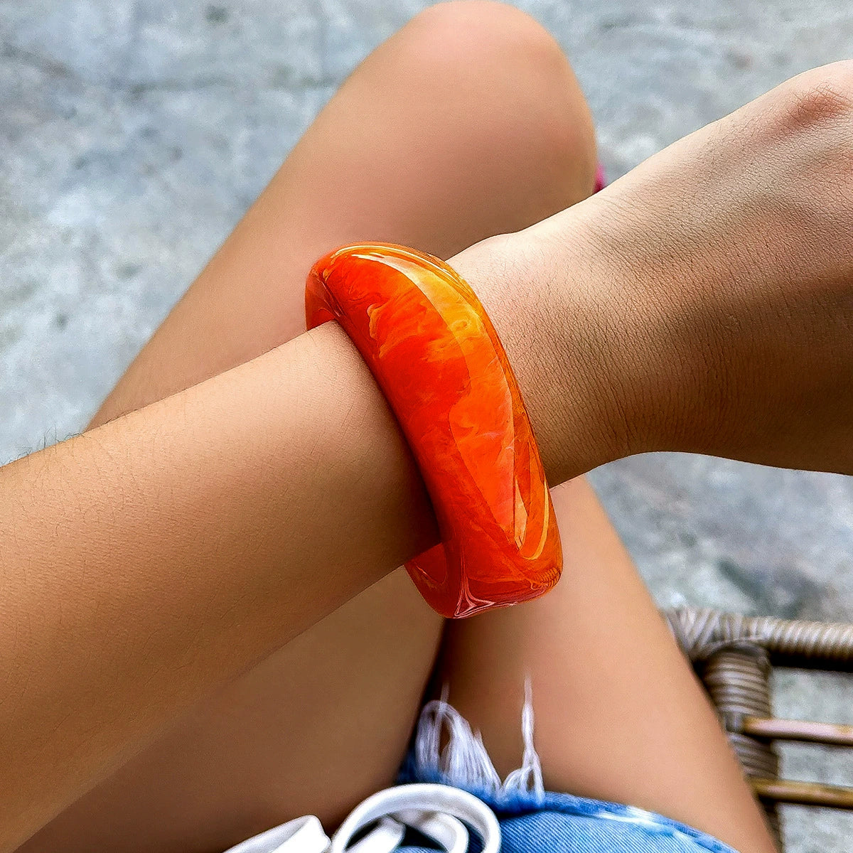 Lynleigh Asymmetric Acrylic Bracelet - Orange [GT3YCR2V]