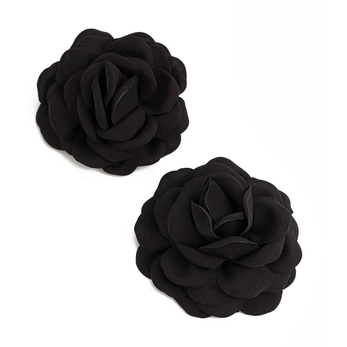 Gracelynne Fabric Rose Stud Earrings - Black
