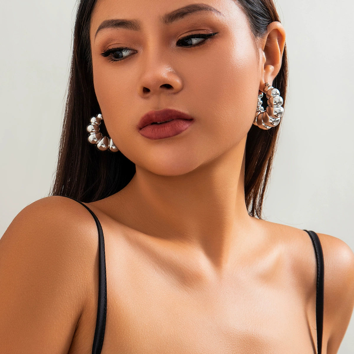 Fraidy Asymmetric Textured Earrings - Style 06 Silver Tone [NIC38BAK]