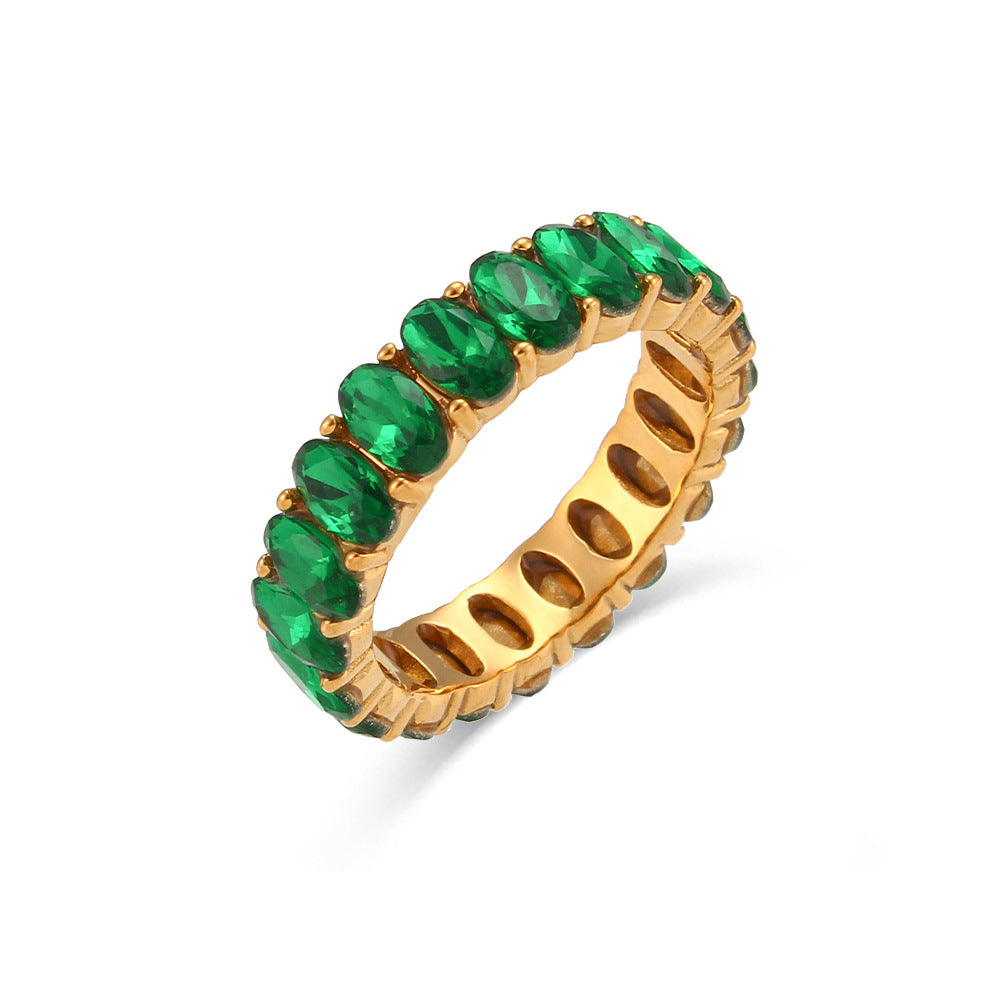 Amilah Zircon Oval Ring - Green Zircon [BSLZLDE6]